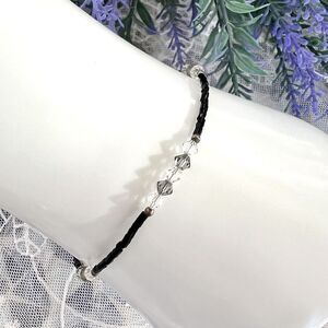 Vintage Dainty Sterling & Crystal Bracelet Anklet
